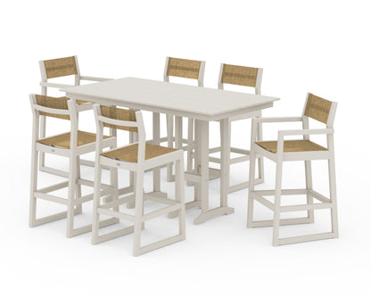 POLYWOOD® EDGE Sling 7-Piece Farmhouse Bar Set in Sand / Burlap Sling
