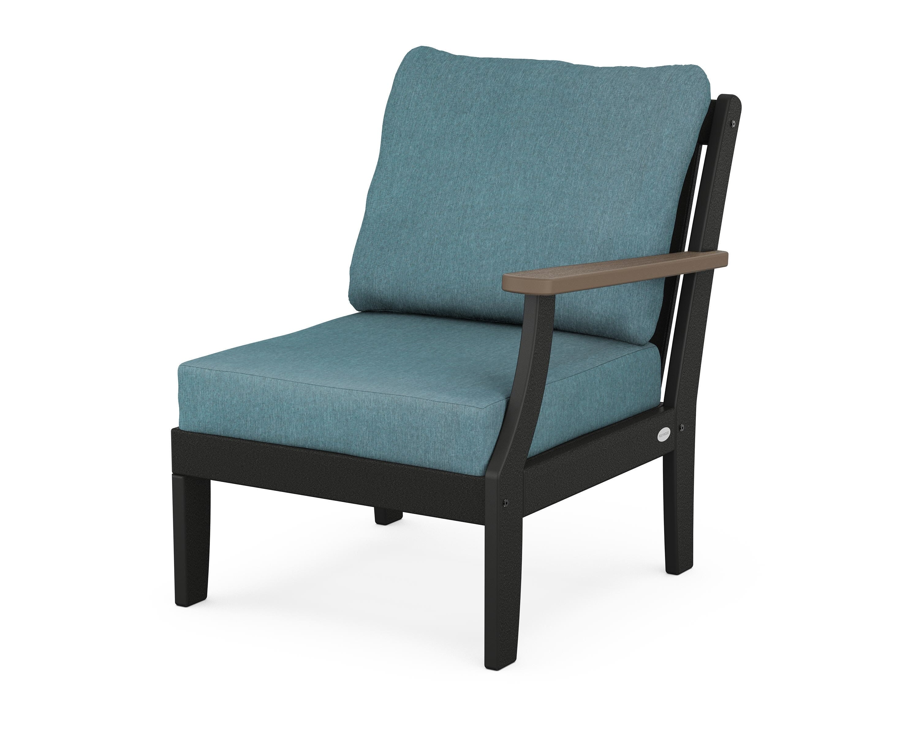 POLYWOOD® Braxton Modular Right Arm Chair in Black / Kona / Ocean Teal