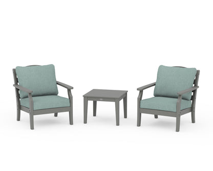 Draper James™ by  POLYWOOD® Savannah 3-Piece Deep Seating Set in Slate Grey / Glacier Spa