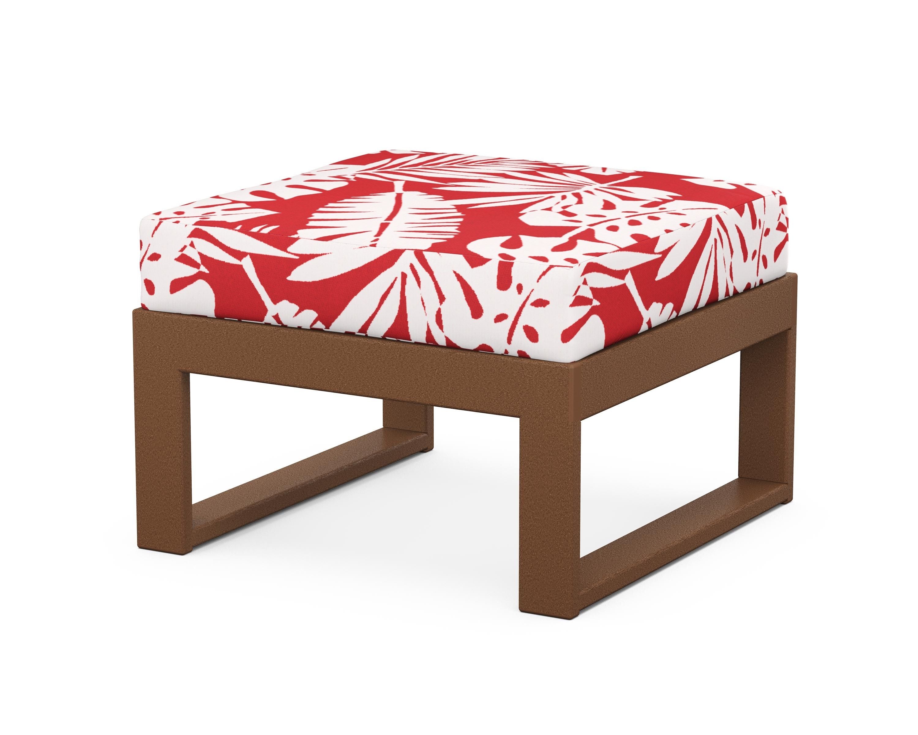 Unbranded Modular Ottoman - Modern in Teak / Leaf Crimson