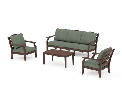 Draper James™ by  POLYWOOD® Savannah 4-Piece Deep Seating Set with Sofa in Mahogany / Cast Sage