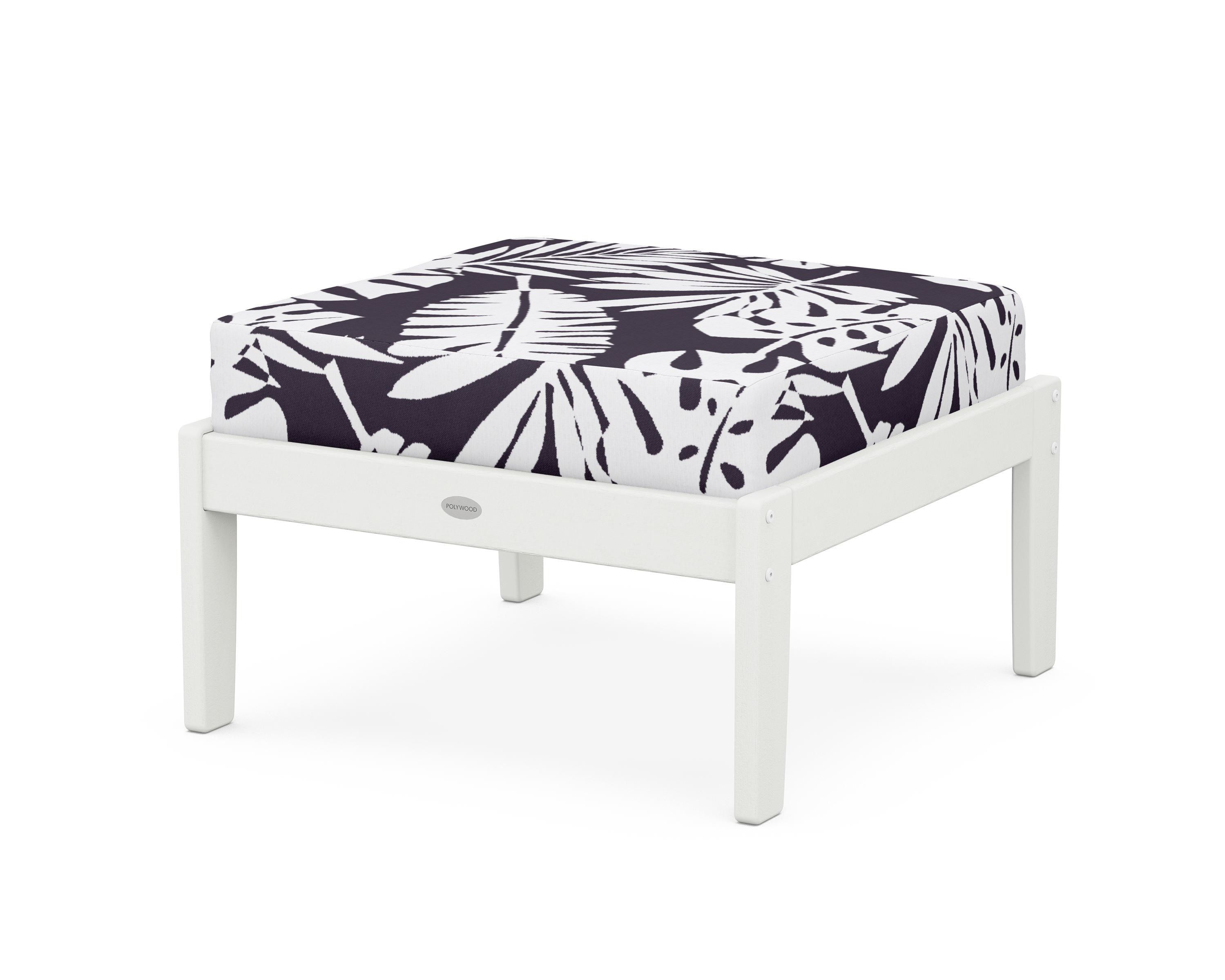 POLYWOOD® Braxton Deep Seating Ottoman in Vintage White / Leaf Navy
