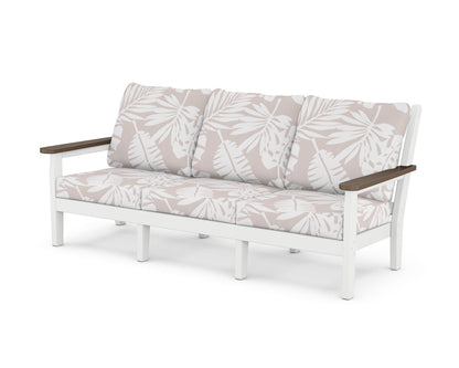 POLYWOOD® Chippendale Deep Seating Sofa in White / Kona / Leaf Dune Burlap