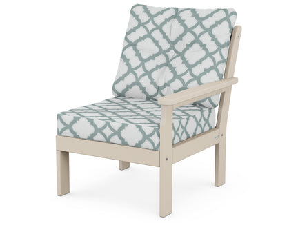 POLYWOOD® Vineyard Modular Right Arm Chair in Sand / Trellis Glacier Spa