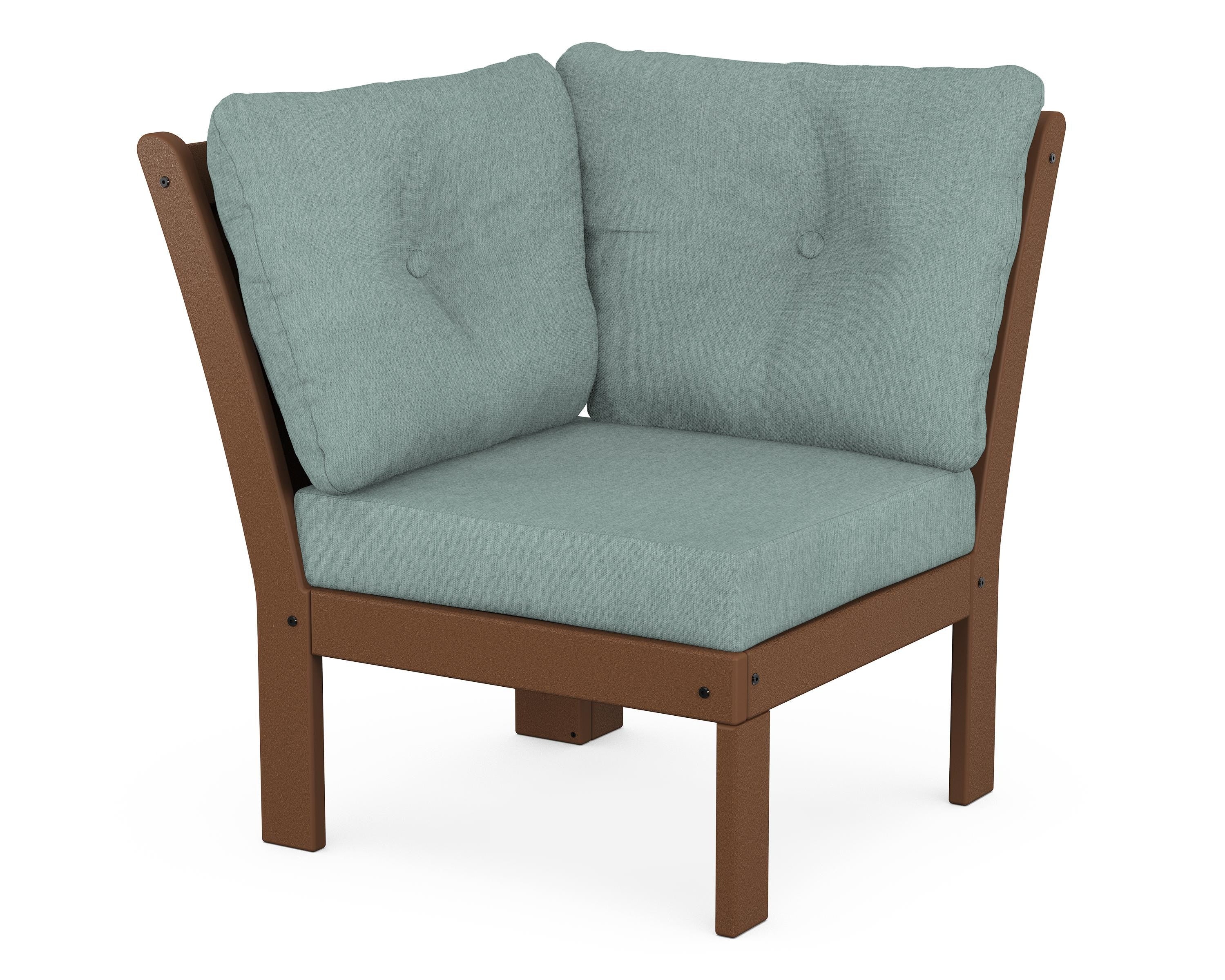 POLYWOOD® Vineyard Modular Corner Chair in Teak / Glacier Spa