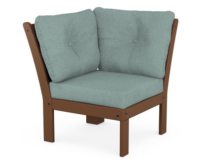 POLYWOOD® Vineyard Modular Corner Chair in Teak / Glacier Spa