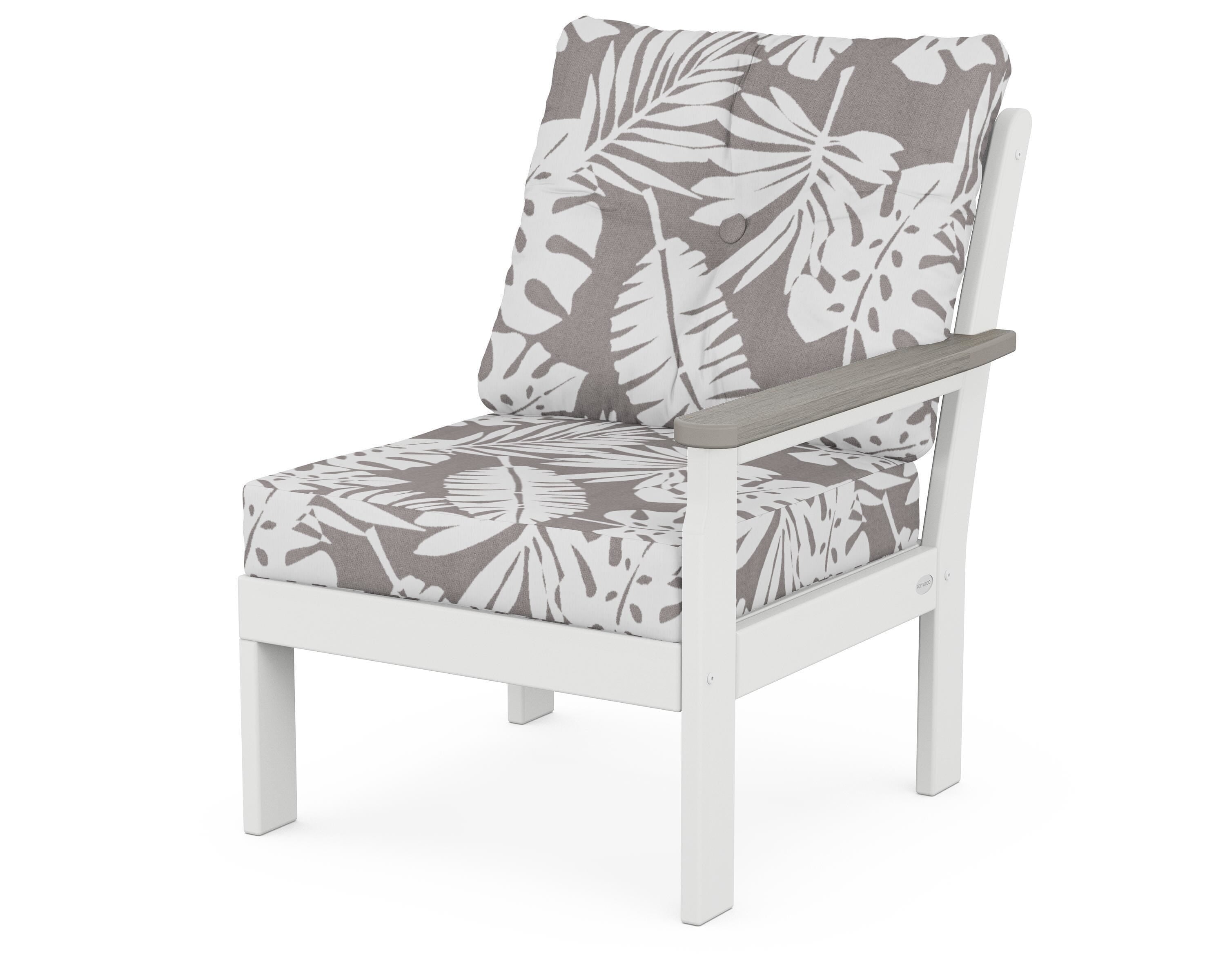 POLYWOOD® Vineyard Modular Right Arm Chair in White / Driftwood / Leaf Grey Mist