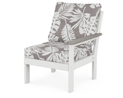 POLYWOOD® Vineyard Modular Right Arm Chair in White / Driftwood / Leaf Grey Mist