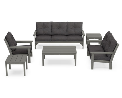 POLYWOOD® Vineyard 6-Piece Deep Seating Set in Slate Grey / Ash Charcoal