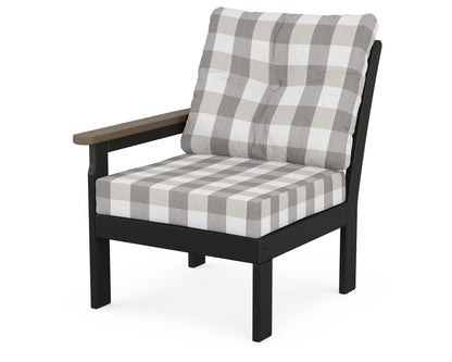 POLYWOOD® Vineyard Modular Left Arm Chair in Black / Kona / Buffalo Plaid Grey Mist