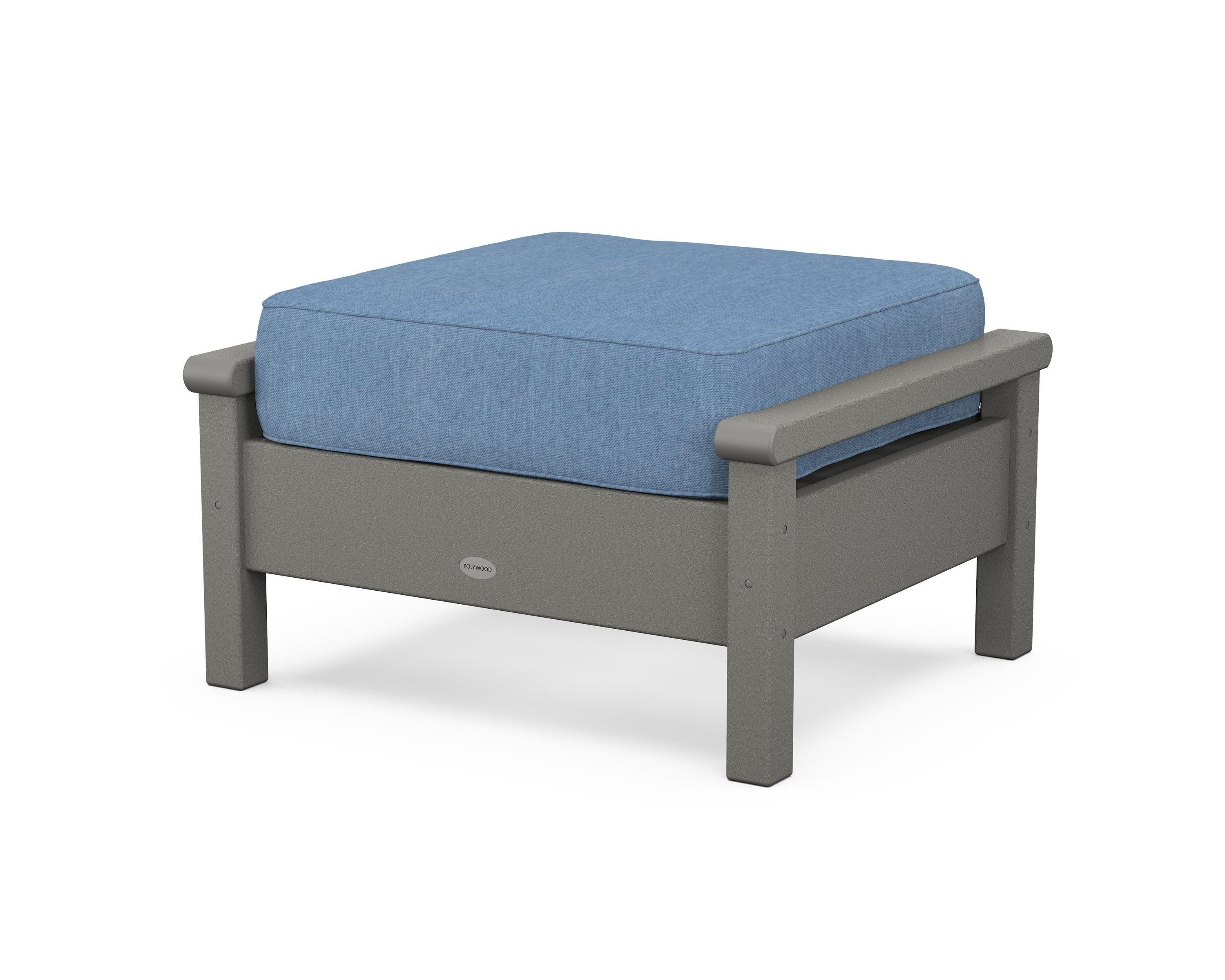 POLYWOOD® Harbour Deep Seating Ottoman in Slate Grey / Sky Blue