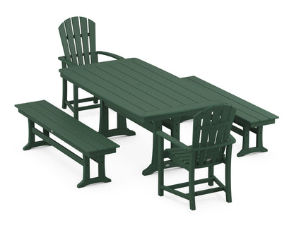 POLYWOOD® Palm Coast 5-Piece Dining Set with Trestle Legs in Green