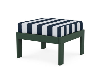 POLYWOOD® Vineyard Modular Ottoman in Green / Cabana Stripe Marine Indigo