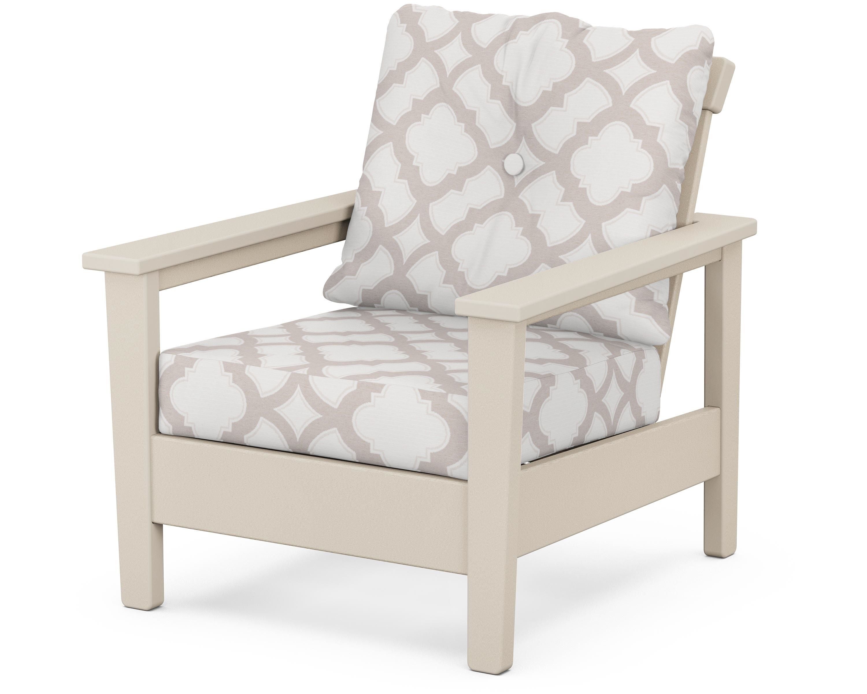 POLYWOOD® Prescott Deep Seating Chair in Sand / Trellis Dune Burlap