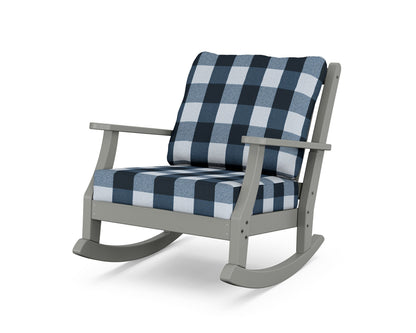 Country Living Wovendale Deep Seating Rocking Chair in Slate Grey / Buffalo Plaid Marine Indigo