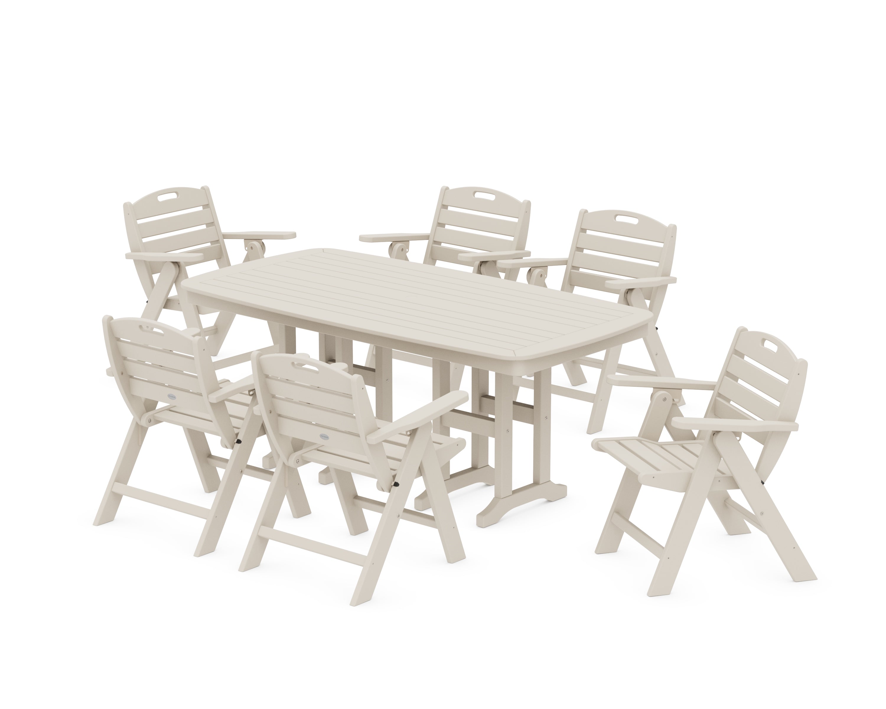 POLYWOOD® Nautical Lowback 7-Piece Dining Set in Sand