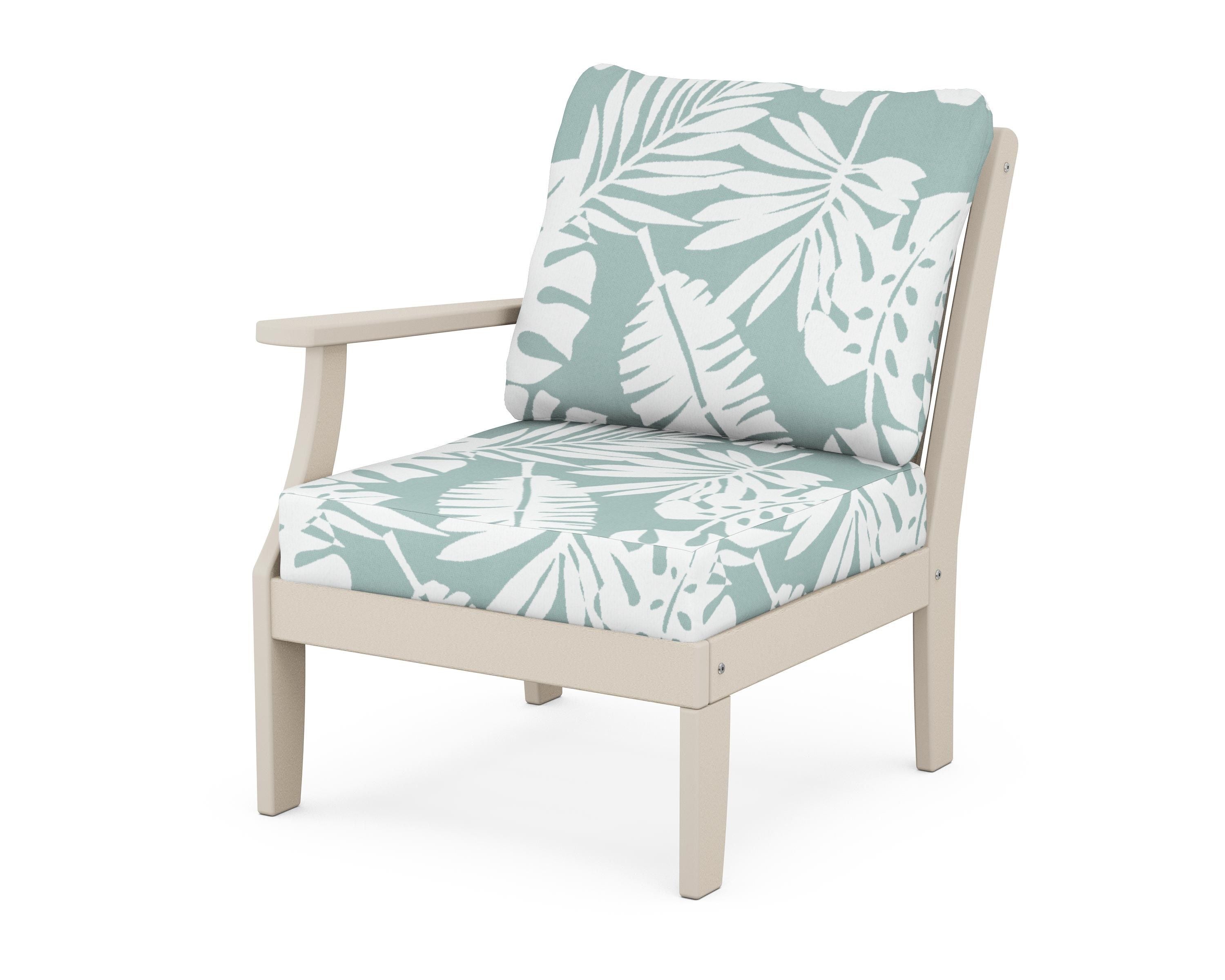 POLYWOOD® Braxton Modular Left Arm Chair in Sand / Leaf Glacier Spa