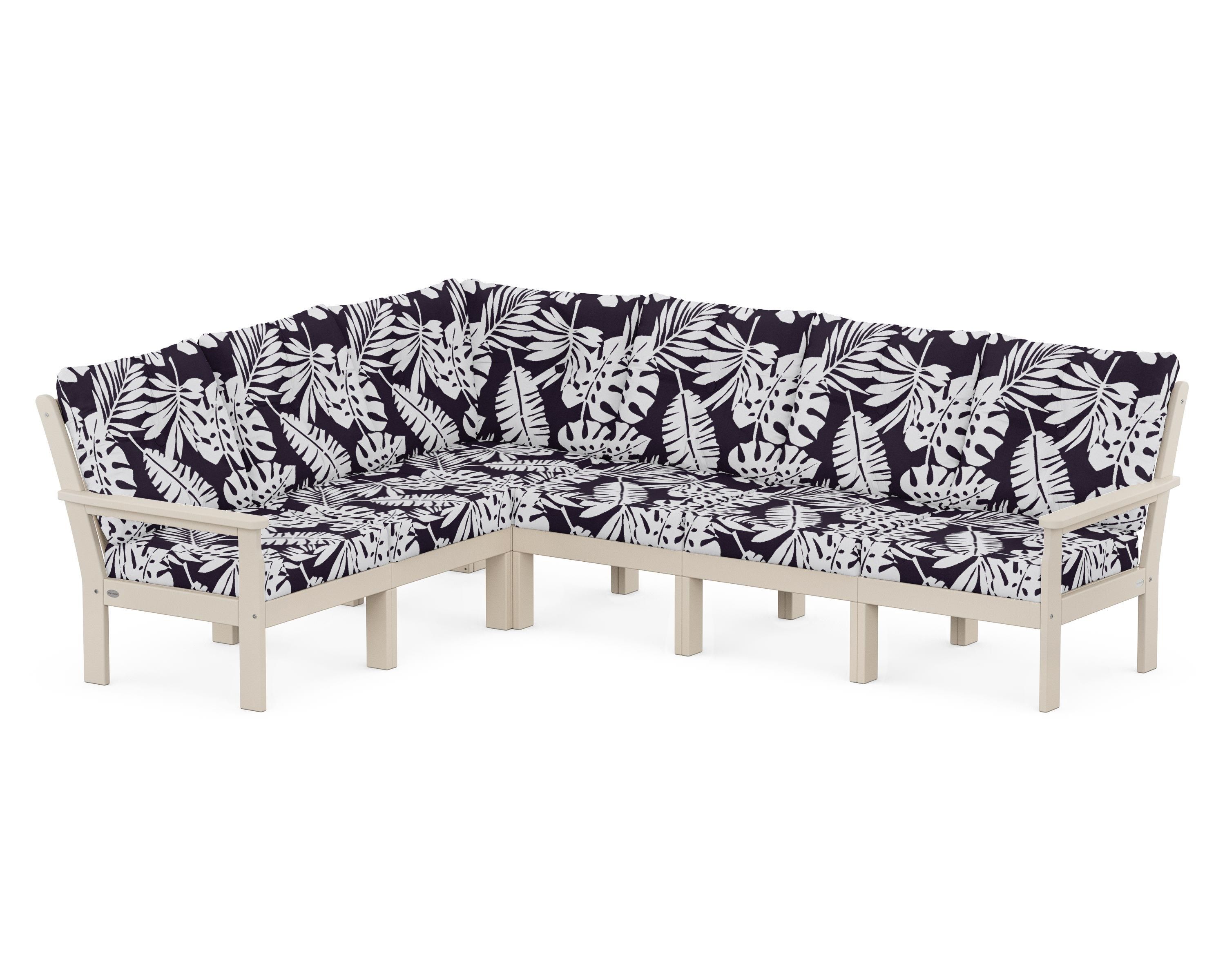 POLYWOOD® Vineyard 6-Piece Sectional in Sand / Leaf Navy