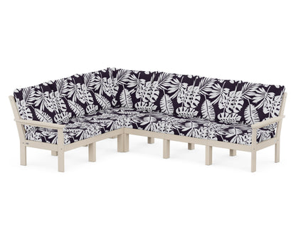 POLYWOOD® Vineyard 6-Piece Sectional in Sand / Leaf Navy