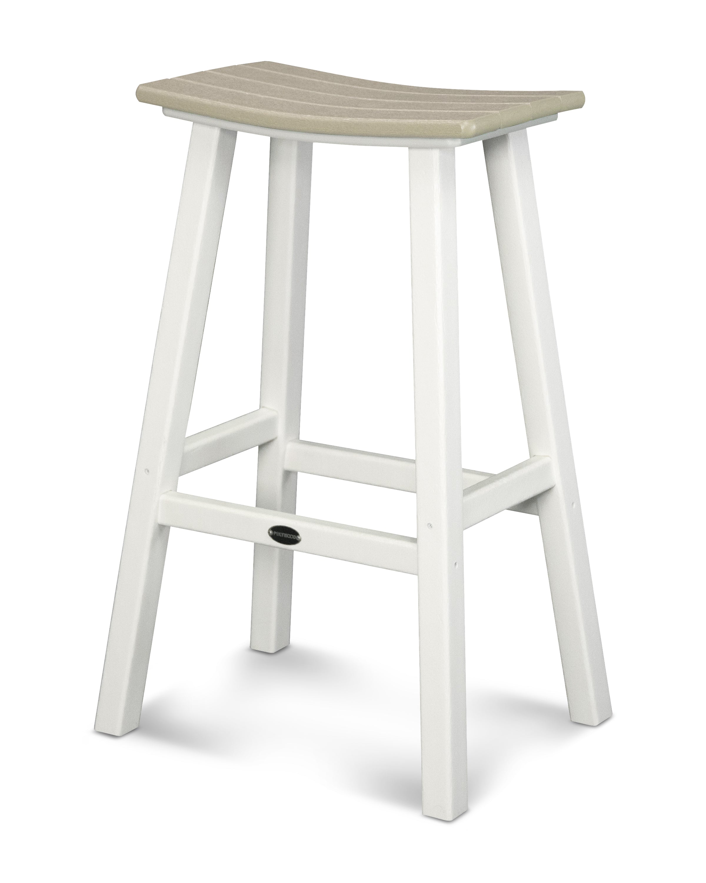 POLYWOOD® Contempo 30" Saddle Bar Stool in White / Sand