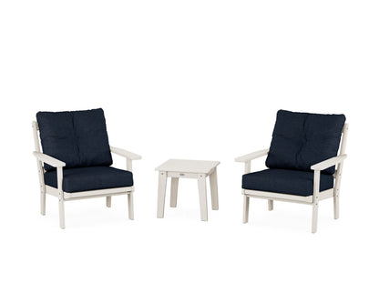 POLYWOOD® Oxford 3-Piece Deep Seating Set in Sand / Marine Indigo