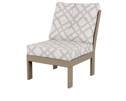 POLYWOOD® Vineyard Modular Armless Chair in Vintage Sahara / Trellis Dune Burlap