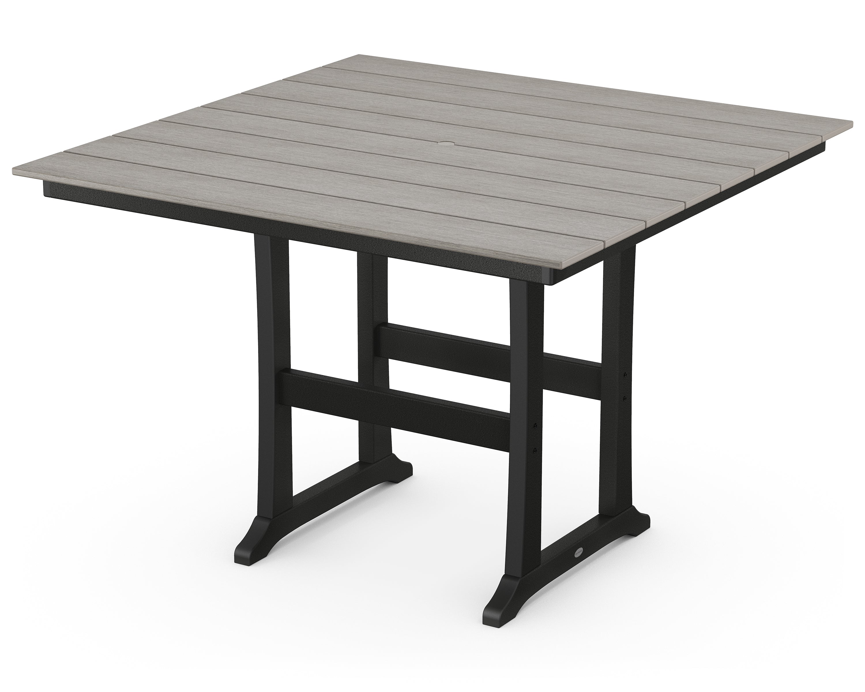POLYWOOD® Farmhouse Trestle 59" Bar Table in Black / Driftwood