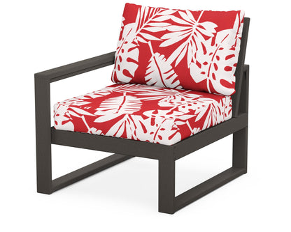 POLYWOOD® EDGE Modular Left Arm Chair in Vintage Coffee / Leaf Crimson