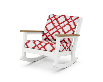 POLYWOOD® Chippendale Deep Seating Rocking Chair in White / Natural / Trellis Crimson