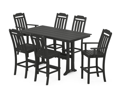 Country Living Cottage 7-Piece Farmhouse Bar Set with Trestle Legs in Black