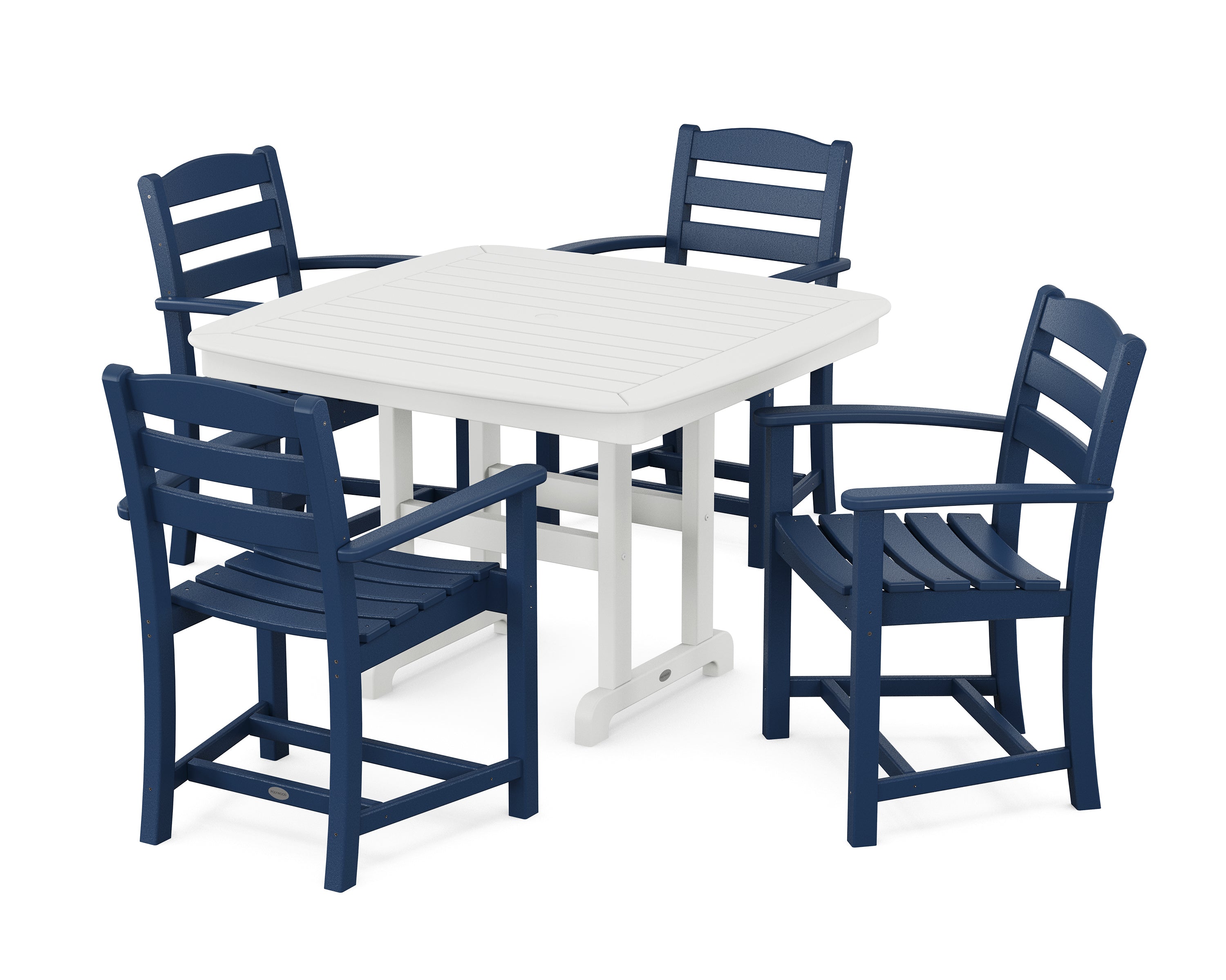 POLYWOOD® La Casa Café 5-Piece Dining Set with Trestle Legs in Navy / White