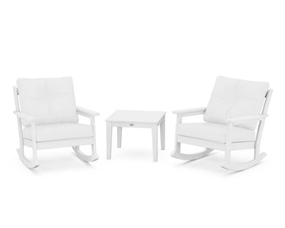 POLYWOOD® Vineyard 3-Piece Deep Seating Rocker Set in White / Natural