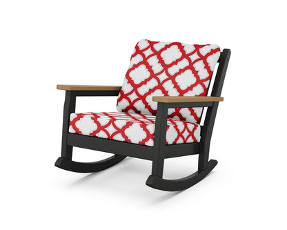 POLYWOOD® Chippendale Deep Seating Rocking Chair in Black / Natural / Trellis Crimson
