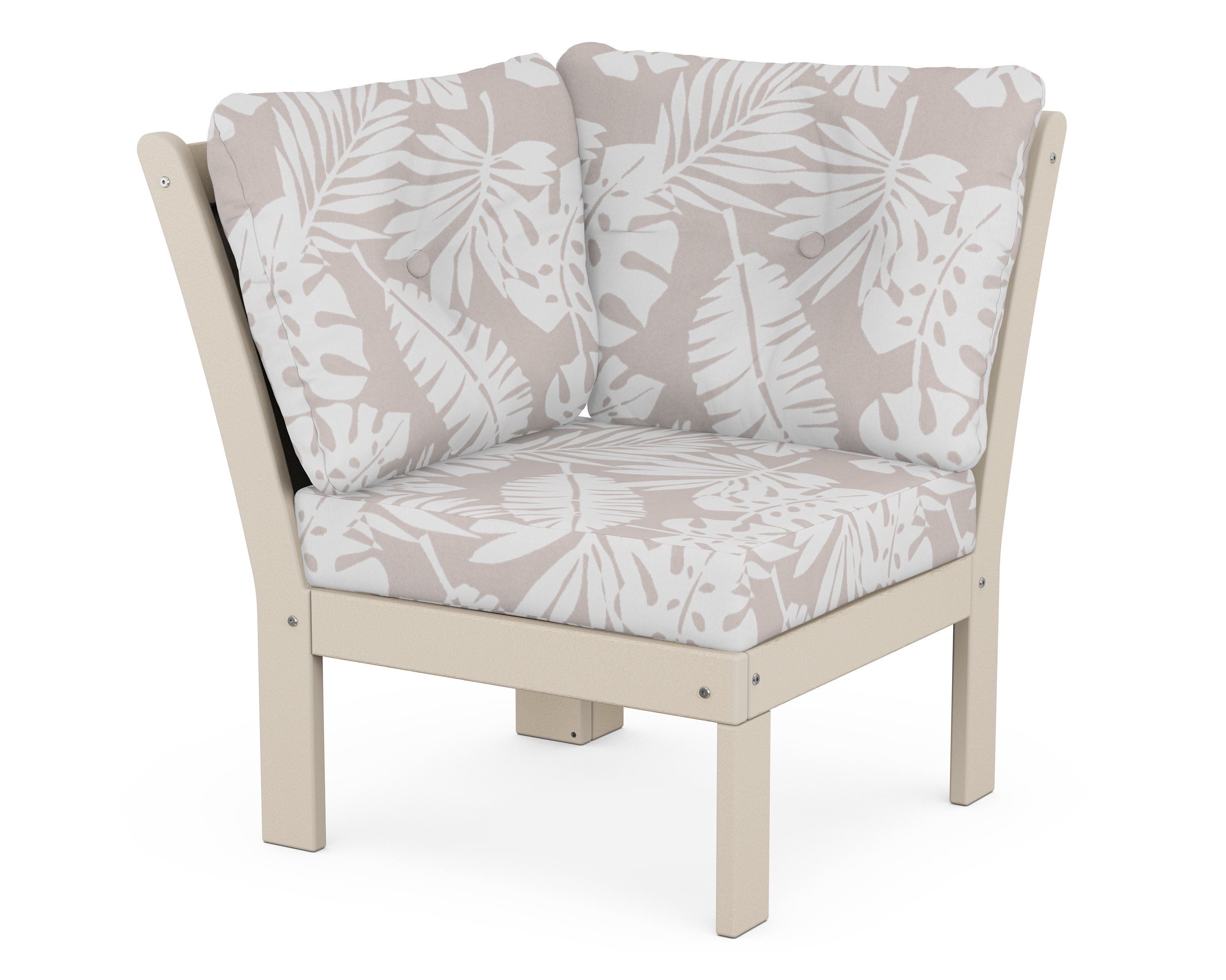POLYWOOD® Vineyard Modular Corner Chair in Sand / Leaf Dune Burlap