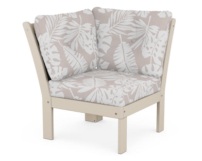 POLYWOOD® Vineyard Modular Corner Chair in Sand / Leaf Dune Burlap
