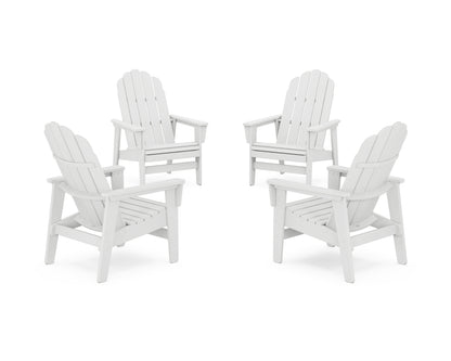 POLYWOOD® 4-Piece Vineyard Grand Upright Adirondack Chair Conversation Set in White
