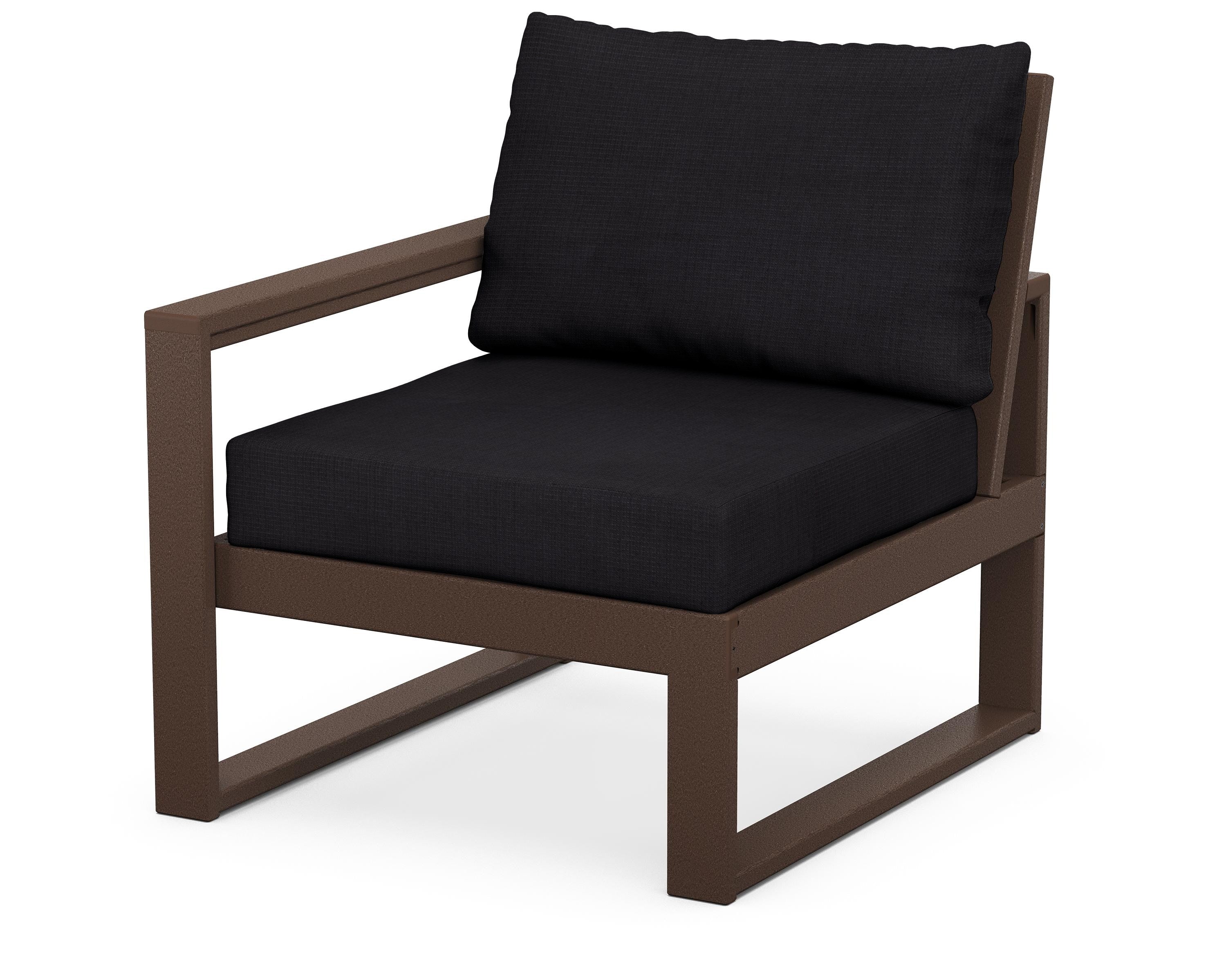 POLYWOOD® EDGE Modular Left Arm Chair in Mahogany / Midnight Linen