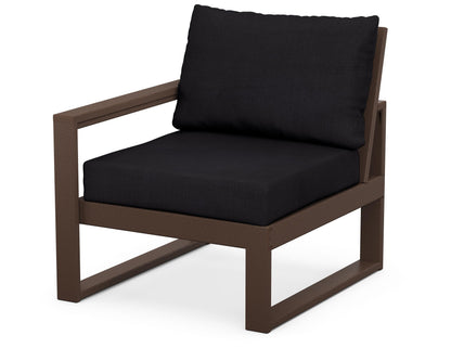 POLYWOOD® EDGE Modular Left Arm Chair in Mahogany / Midnight Linen