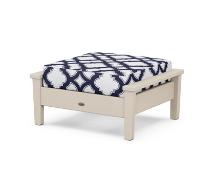 POLYWOOD® Prescott Deep Seating Ottoman in Sand / Trellis Navy