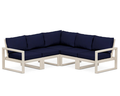POLYWOOD® EDGE 5-Piece Modular Deep Seating Set in Sand / Navy