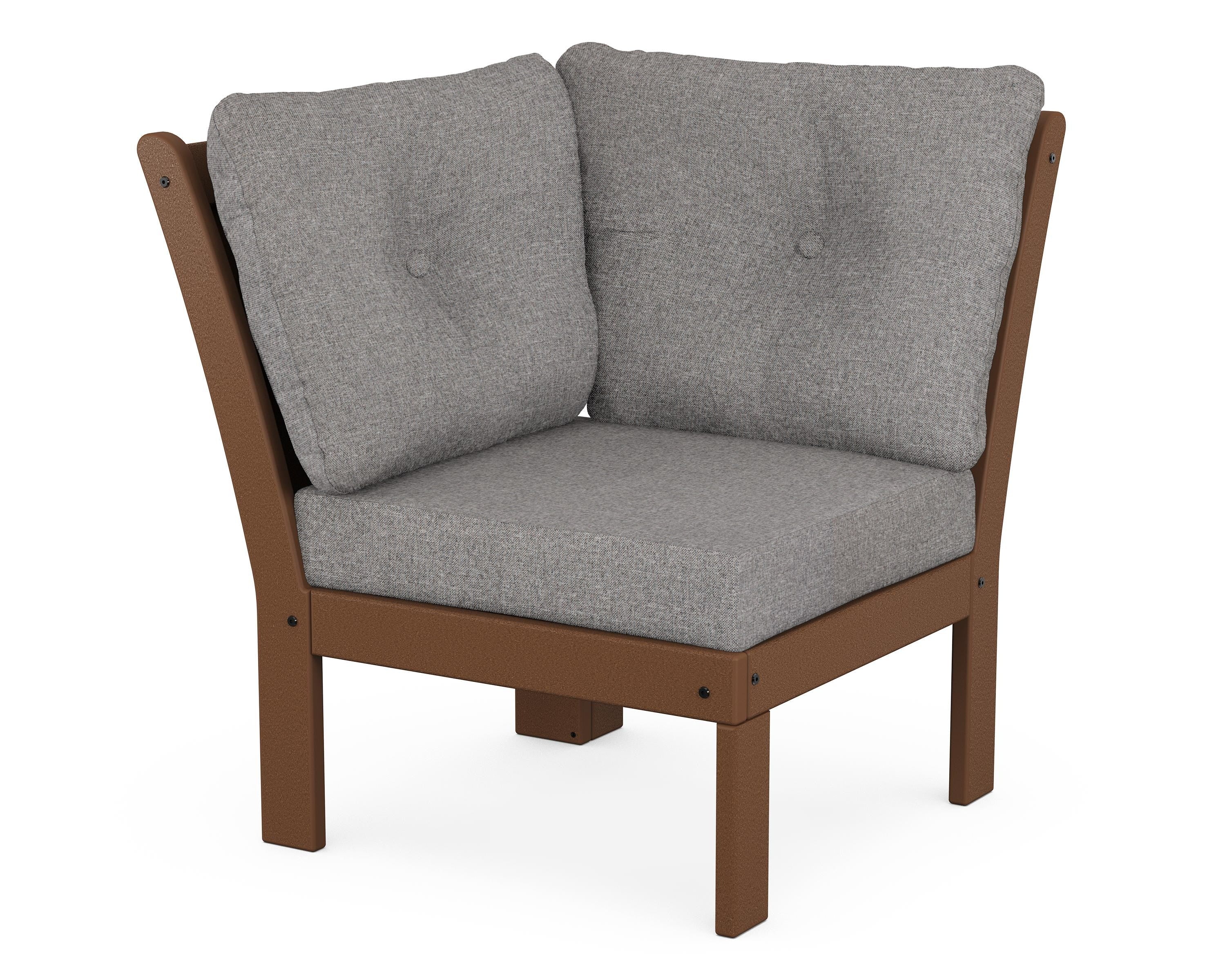 POLYWOOD® Vineyard Modular Corner Chair in Teak / Grey Mist