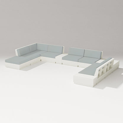 PW Designer Series Elevate 11-Piece Conversation Sectional Set in Vintage White / Spa