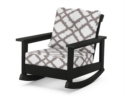 POLYWOOD® Prescott Deep Seating Rocking Chair in Black / Trellis Grey Mist