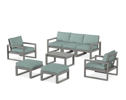 POLYWOOD® EDGE Sectional 8-Piece Lounge Sofa Set in Slate Grey / Glacier Spa