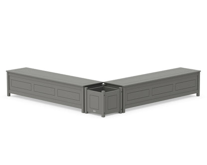 Country Living 72" Country Living L- Shaped Planter Storage Bench Set in Slate Grey