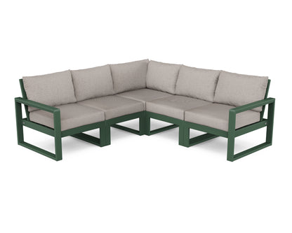 POLYWOOD® EDGE 5-Piece Modular Deep Seating Set in Green / Weathered Tweed