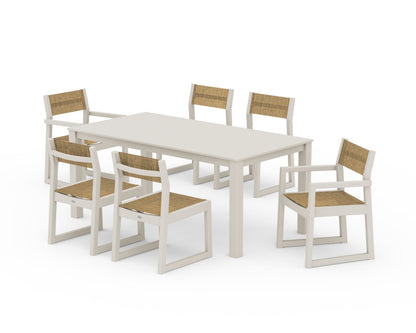 POLYWOOD® EDGE Sling 7-Piece Parsons Dining Set in Sand / Burlap Sling