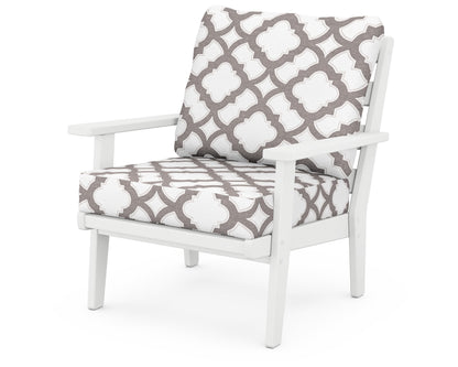POLYWOOD® Grant Park Deep Seating Chair in White / Trellis Grey Mist
