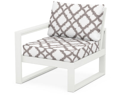 POLYWOOD® EDGE Modular Left Arm Chair in Vintage White / Trellis Grey Mist