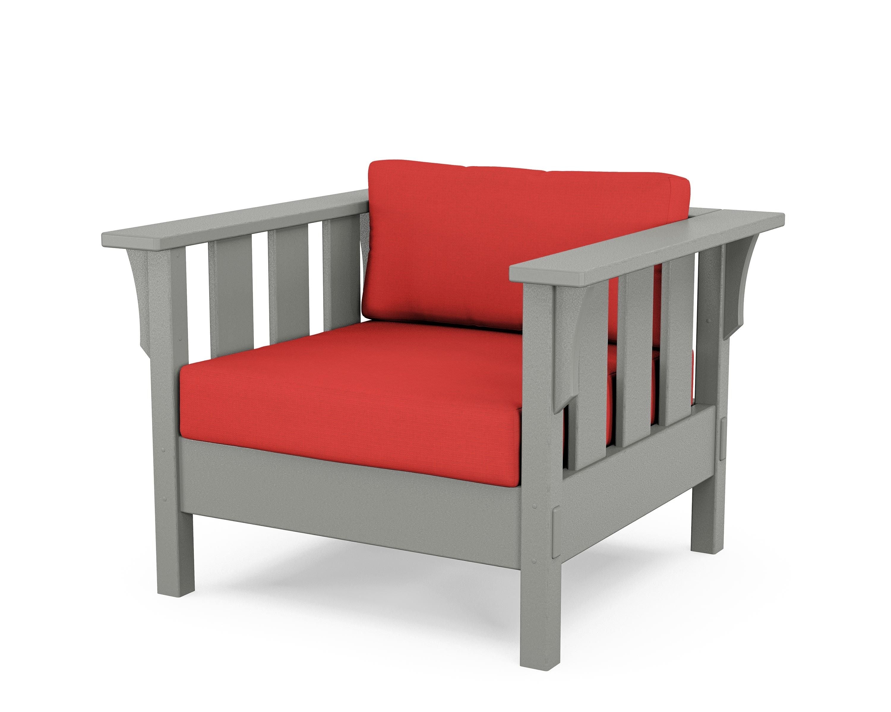 Martha Stewart by POLYWOOD® Acadia Deep Seating Chair in Slate Grey / Crimson Linen